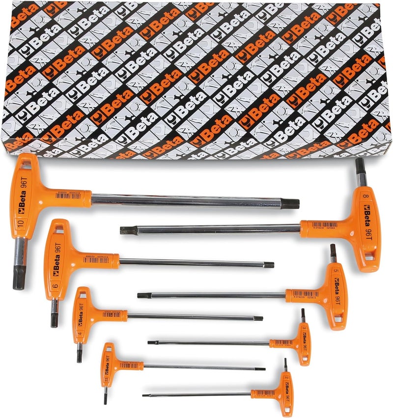Beta 96T Metric T-Handle Hex Key Wrench Set 2-10mm | High Torque Ergonomic Allen Wrench with Dual Hex Tips | Drop Prevention Hole | Industrial Strength | Made in Italy - Image 1
